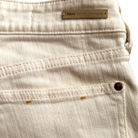 Pilcro & the Letterpress Straight Fit Mid Rise Cream Ivory Jeans Women's Size 29 - Picture 7 of 8